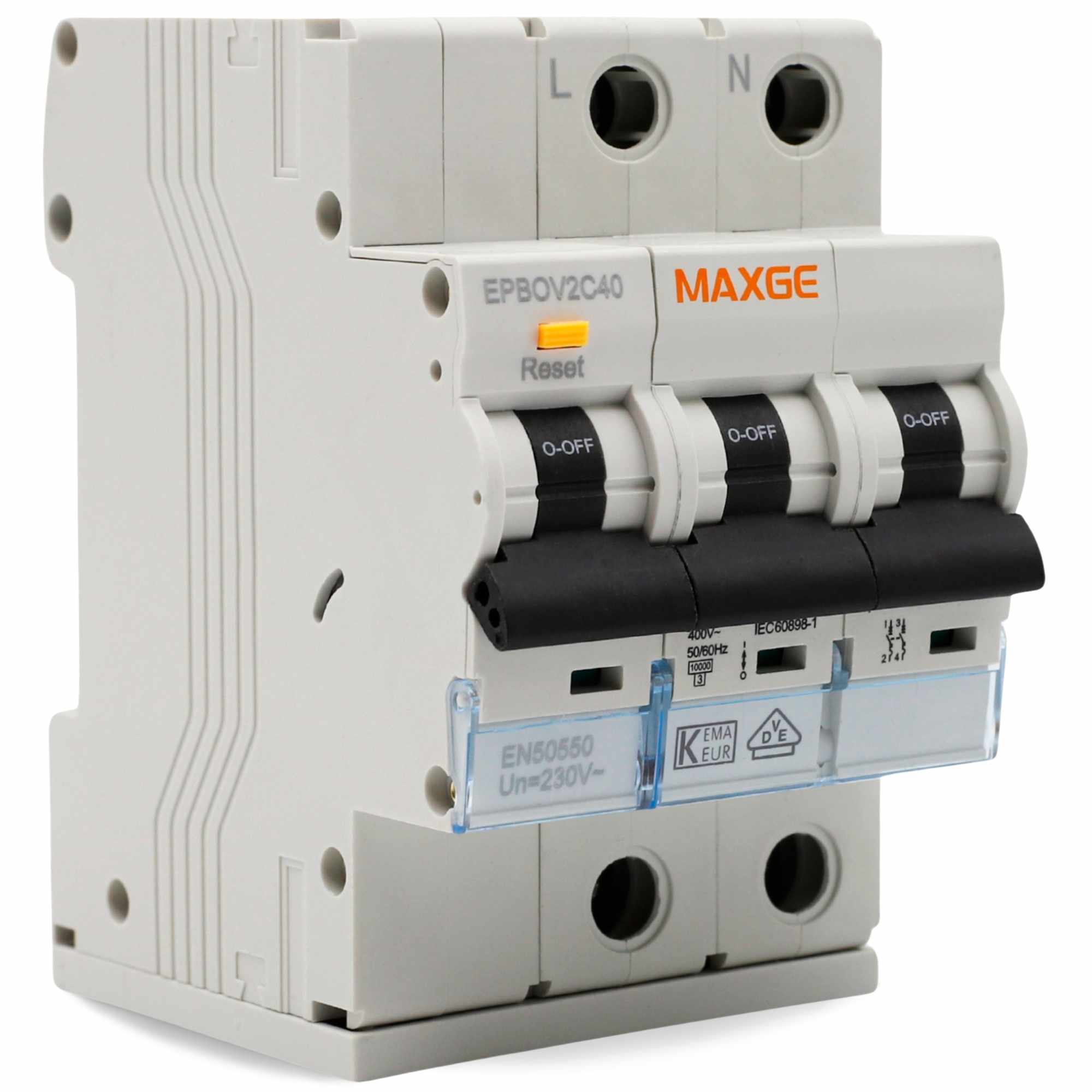 Protector sobretensiones monofasico 2P Clase C 6kA Blanco 40 A