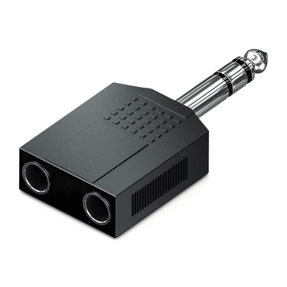 Adaptador audio estereo 2x 6.35 mm hembra a Jack 6.35 macho