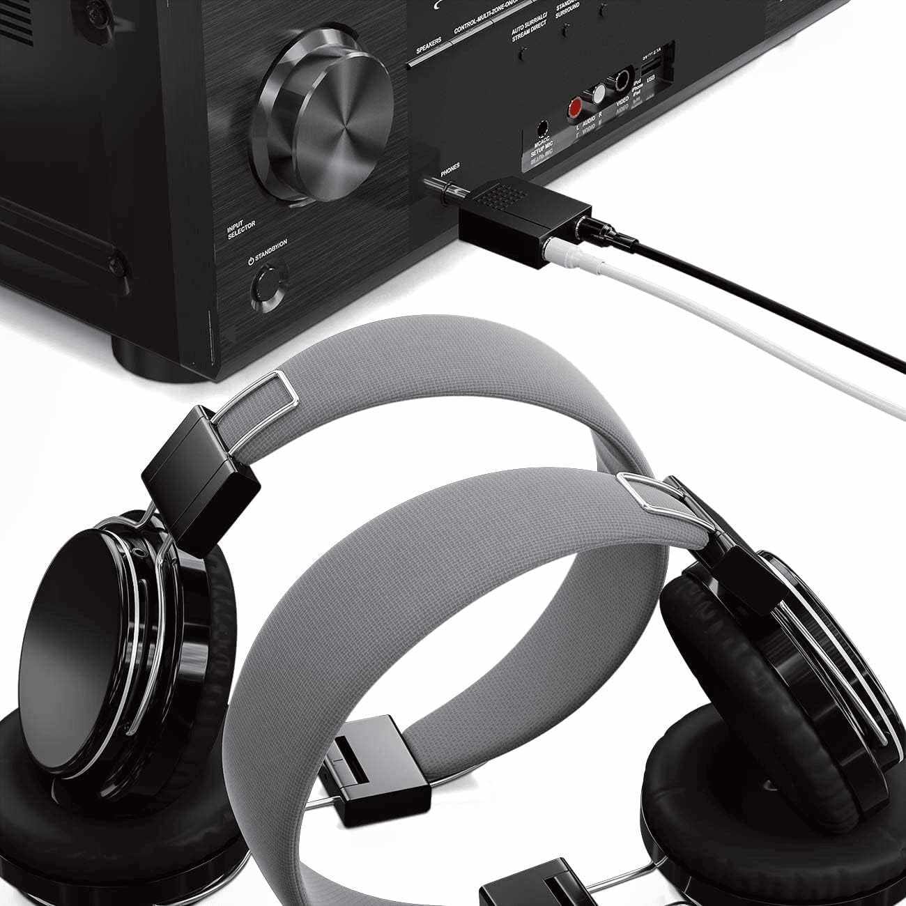 Adaptador audio estereo 2x 6.35 mm hembra a Jack 6.35 macho - imagen 2