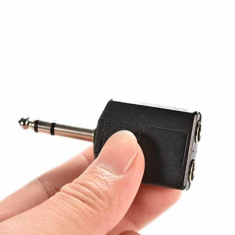 Adaptador audio estereo 2x 6.35 mm hembra a Jack 6.35 macho - imagen 3