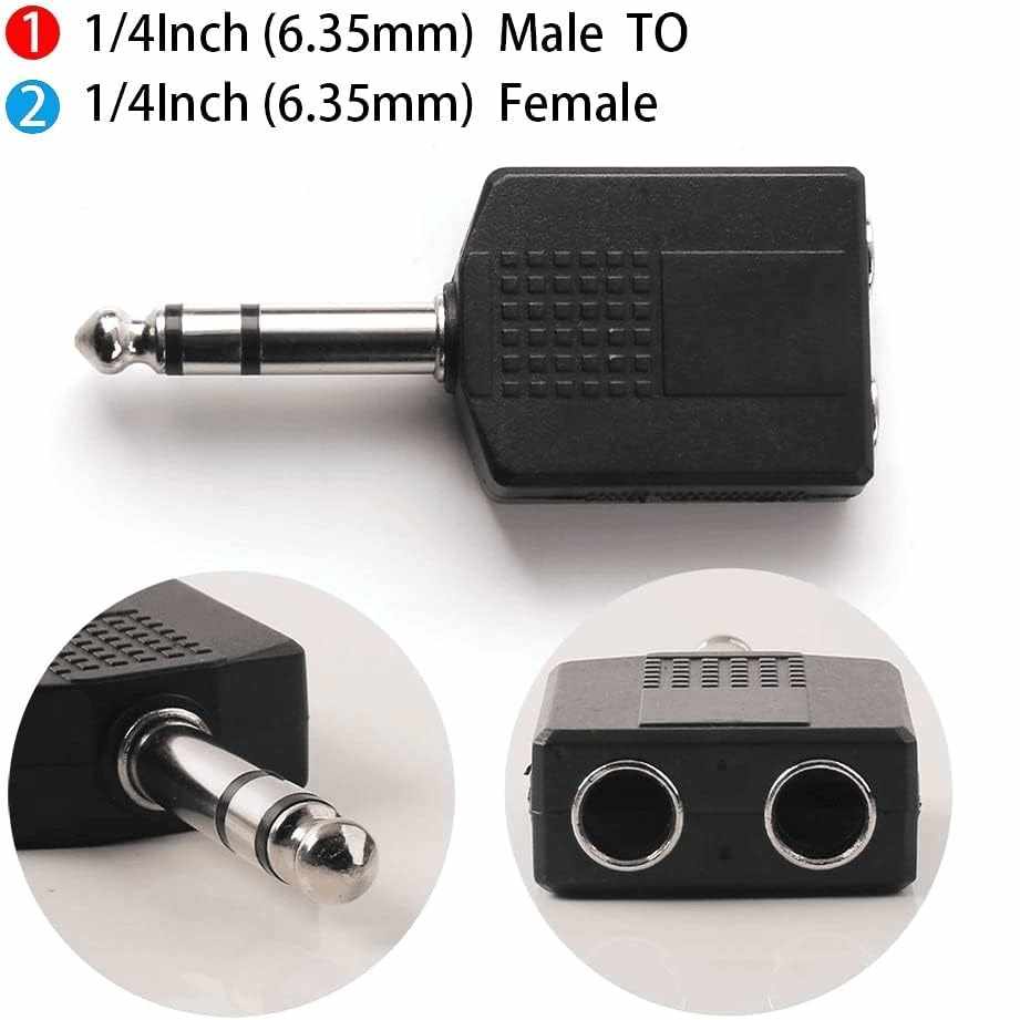 Adaptador audio estereo 2x 6.35 mm hembra a Jack 6.35 macho - imagen 4