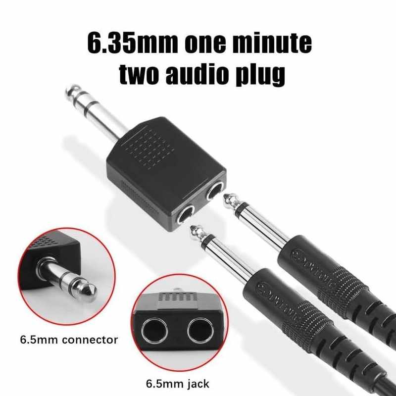 Adaptador audio estereo 2x 6.35 mm hembra a Jack 6.35 macho - imagen 5
