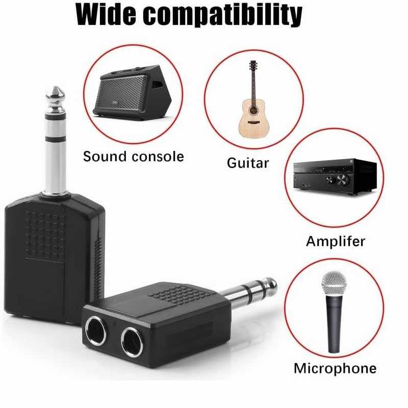 Adaptador audio estereo 2x 6.35 mm hembra a Jack 6.35 macho - imagen 6