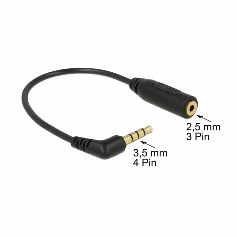 Cable audio estereo jack 2.5 macho 4 pin a jack 3.5 hembra 15 cm - imagen 2