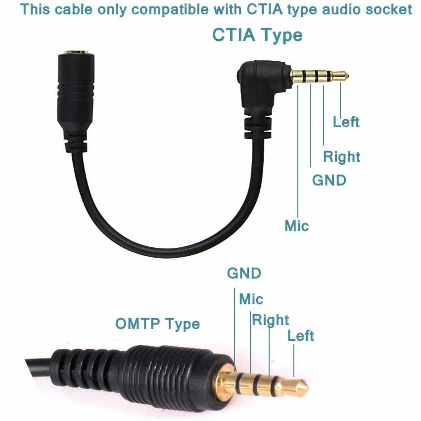 Cable audio estereo jack 2.5 macho 4 pin a jack 3.5 hembra 15 cm - imagen 4
