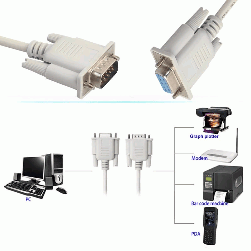 Cable serie RS232 DB9 macho - DB9 hembra 1.8 Metros Beige - imagen 4