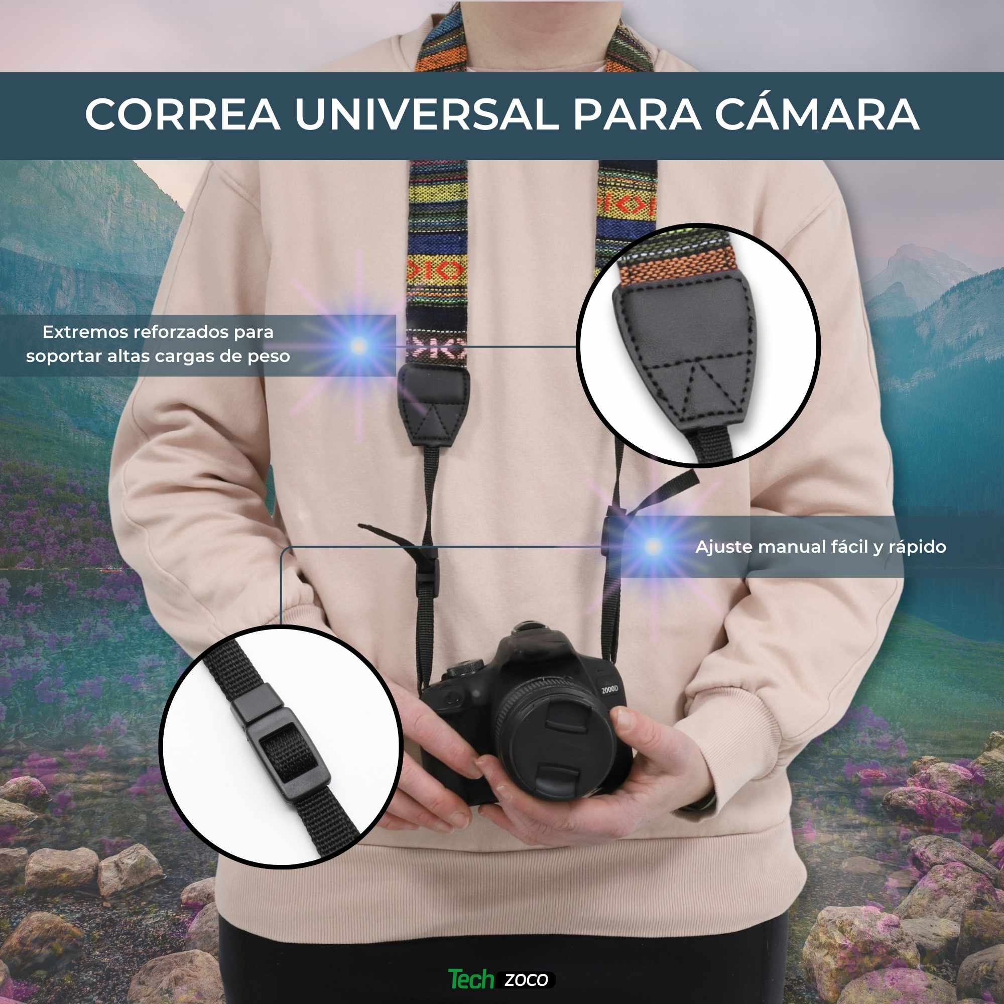 Correa para camara DSLR Compatible con Nikon Canon Sony v4 - imagen 2