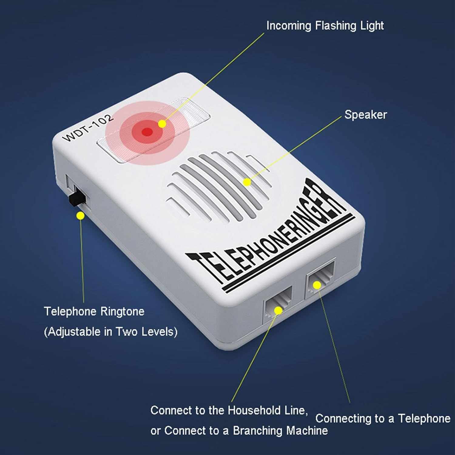 Timbre con luz Flash Luminoso para telefono Fijo RJ11 - imagen 7