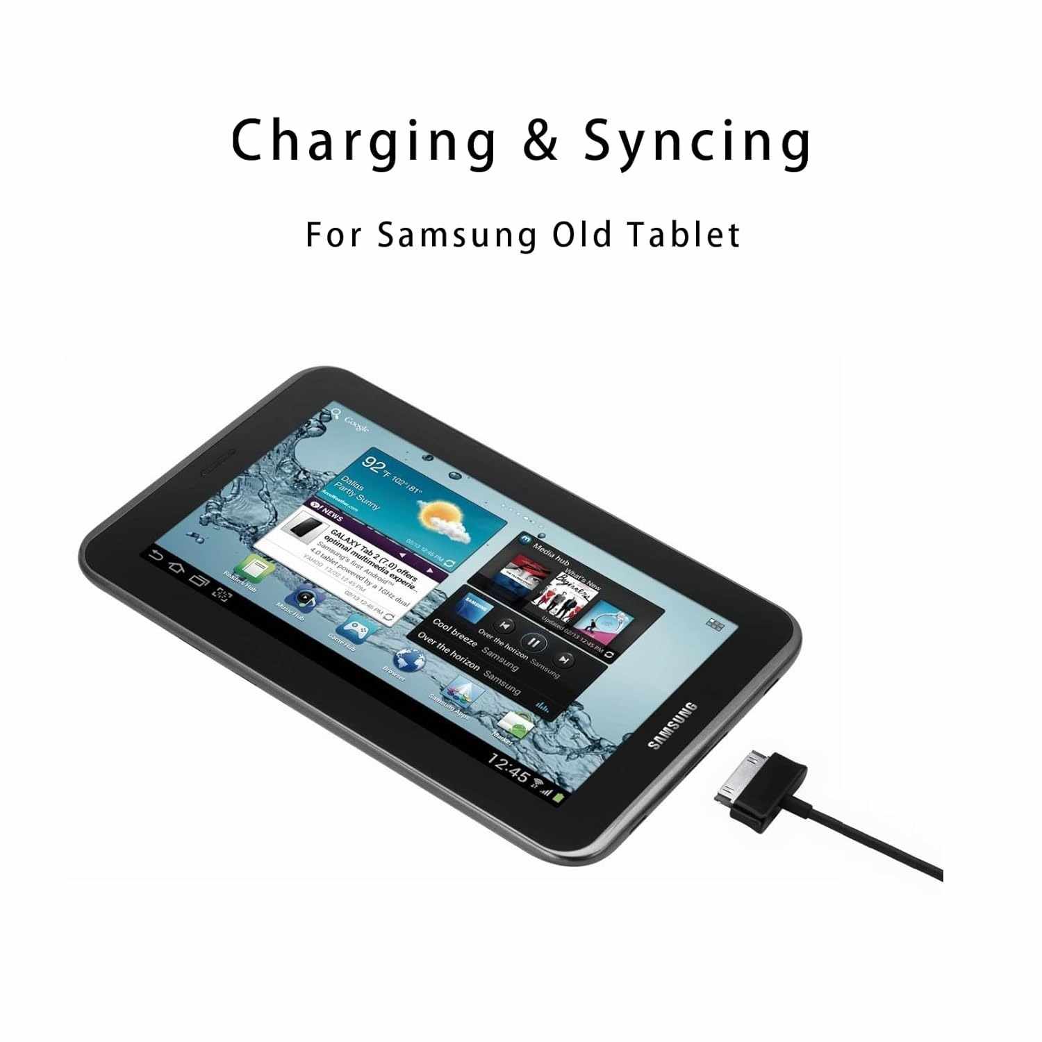 Cable USB Carga para Samsung Galaxy TAB 2 1 Metro Negro - imagen 3