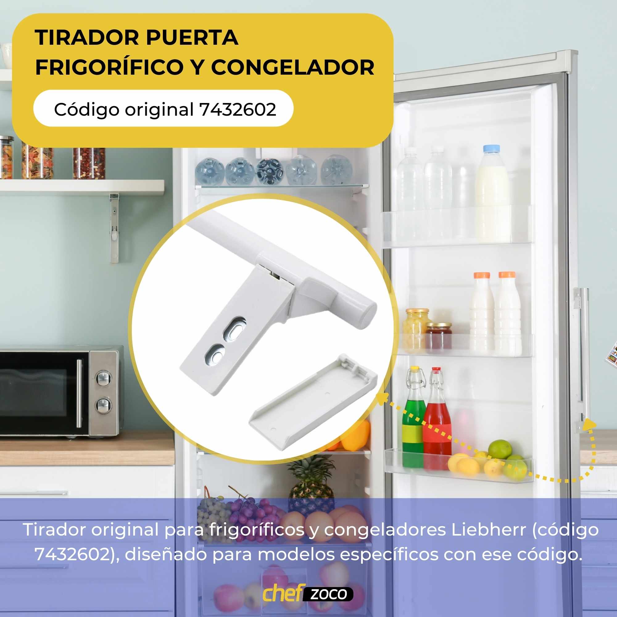 Tirador palanca en forma de barra para frigorífico Liebherr Blanco - imagen 2