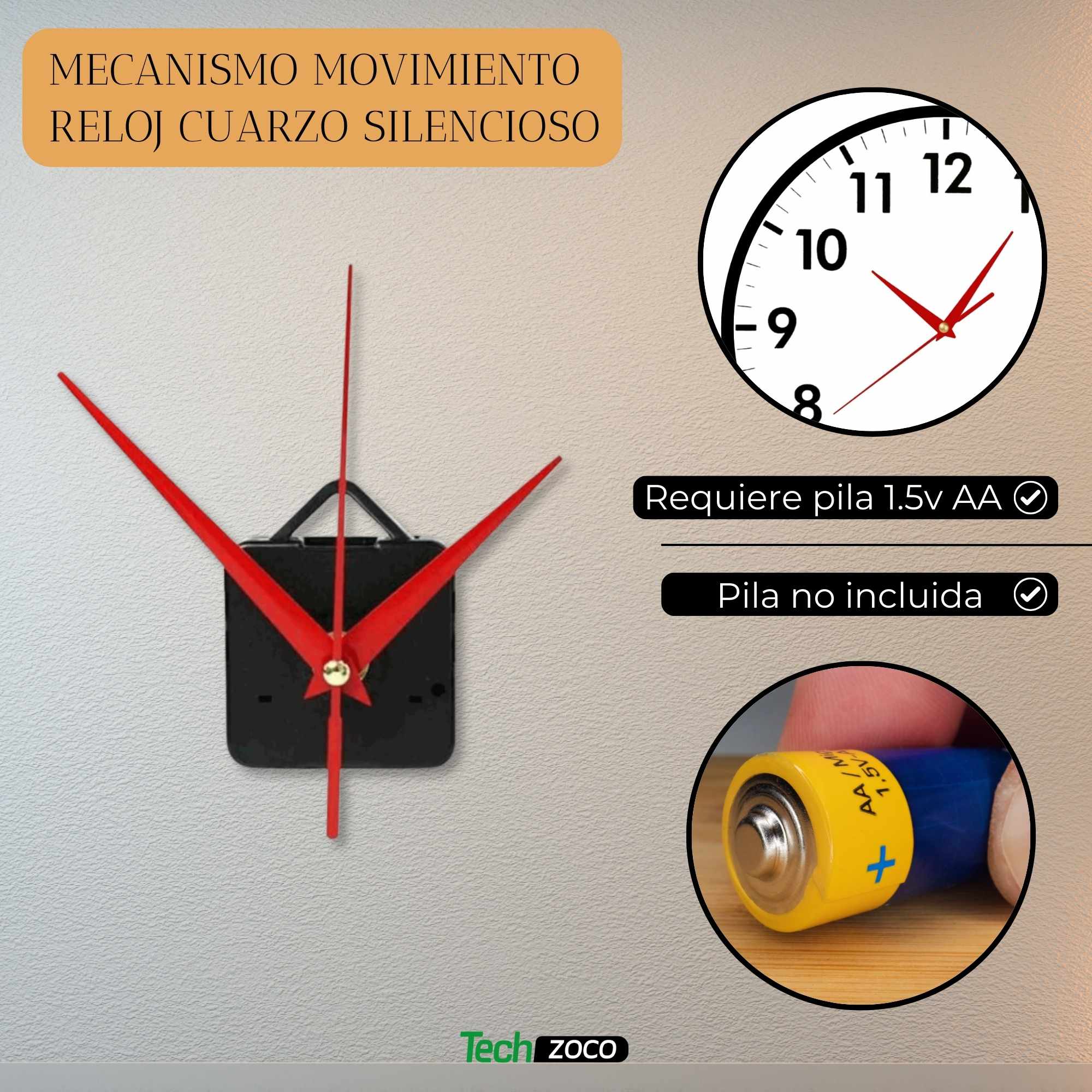 Mecanismo movimiento reloj cuarzo silencioso tipo 22 - imagen 2