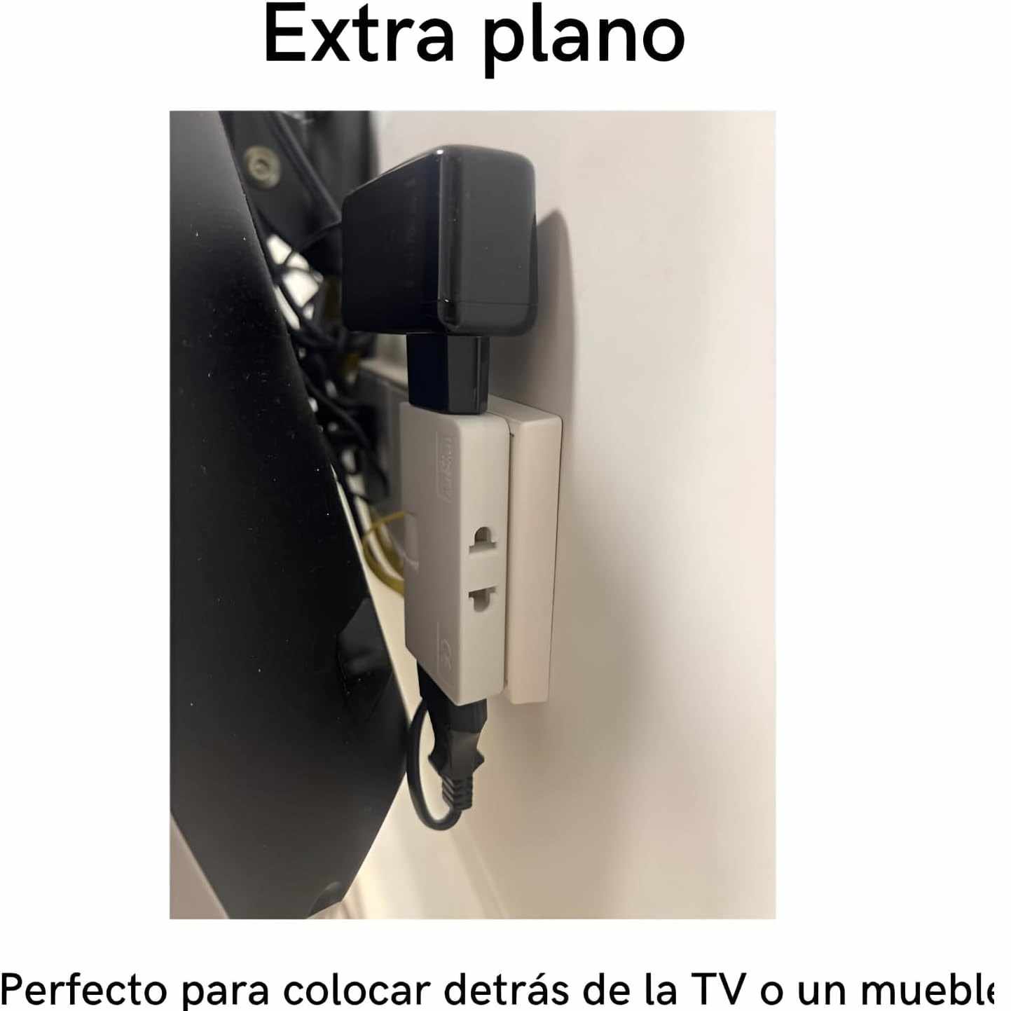 Adaptador enchufe Plano de Toma de Pared Negro 10 A - imagen 7