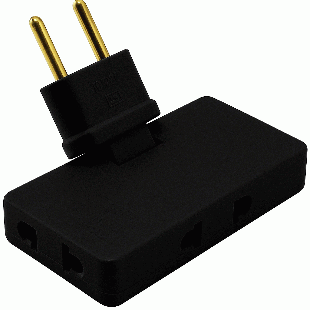 Adaptador enchufe Plano de Toma de Pared Negro 10 A