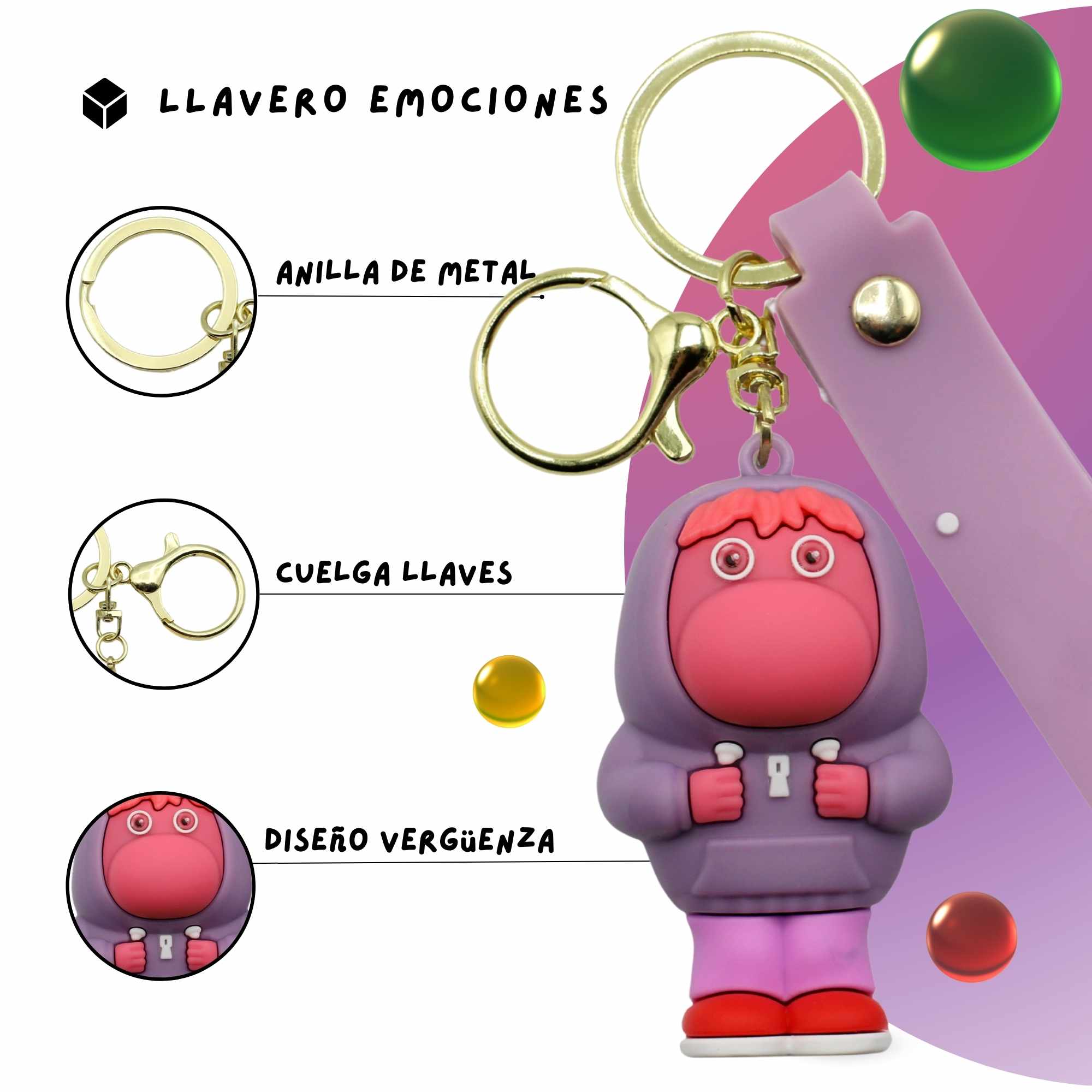 Llavero Inside Out personaje verguenza silicona - imagen 2