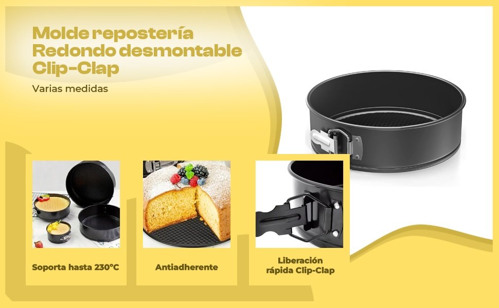 Banner - Molde para horno redondo Clip-Clap desmontable 18 cm Negro