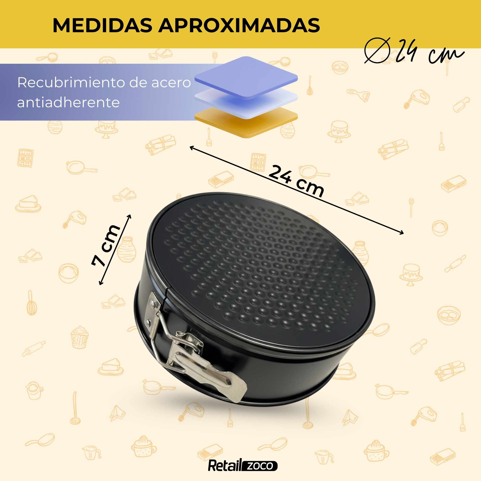 Molde para horno redondo Clip-Clap desmontable 24 cm Negro - imagen 4