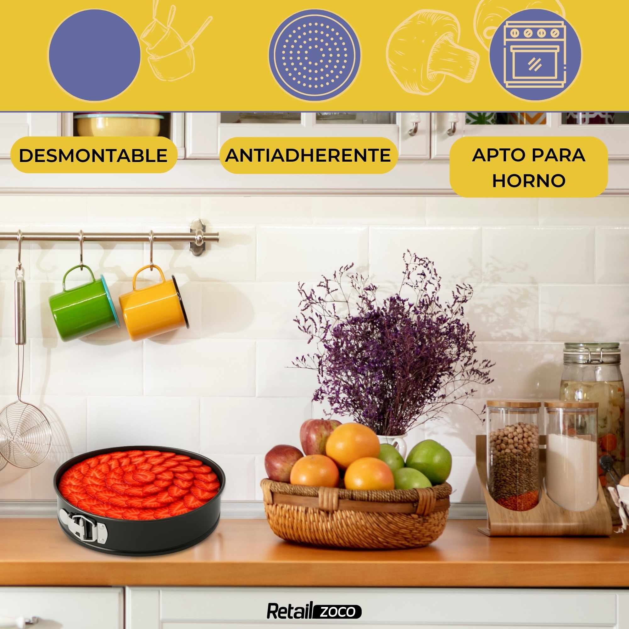 Molde para horno redondo Clip-Clap desmontable 24 cm Negro - imagen 2