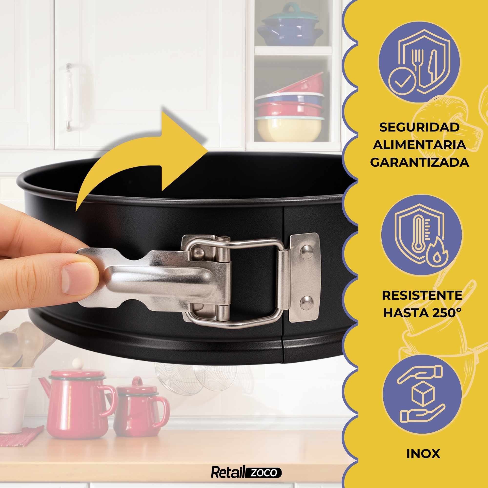 Molde para horno redondo Clip-Clap desmontable 24 cm Negro - imagen 3