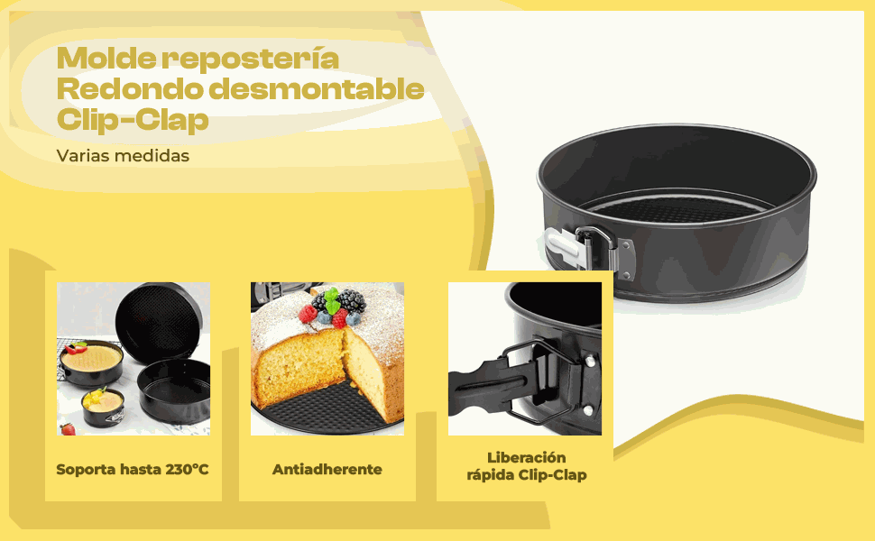 Banner - Molde para horno redondo Clip-Clap desmontable 24 cm Negro