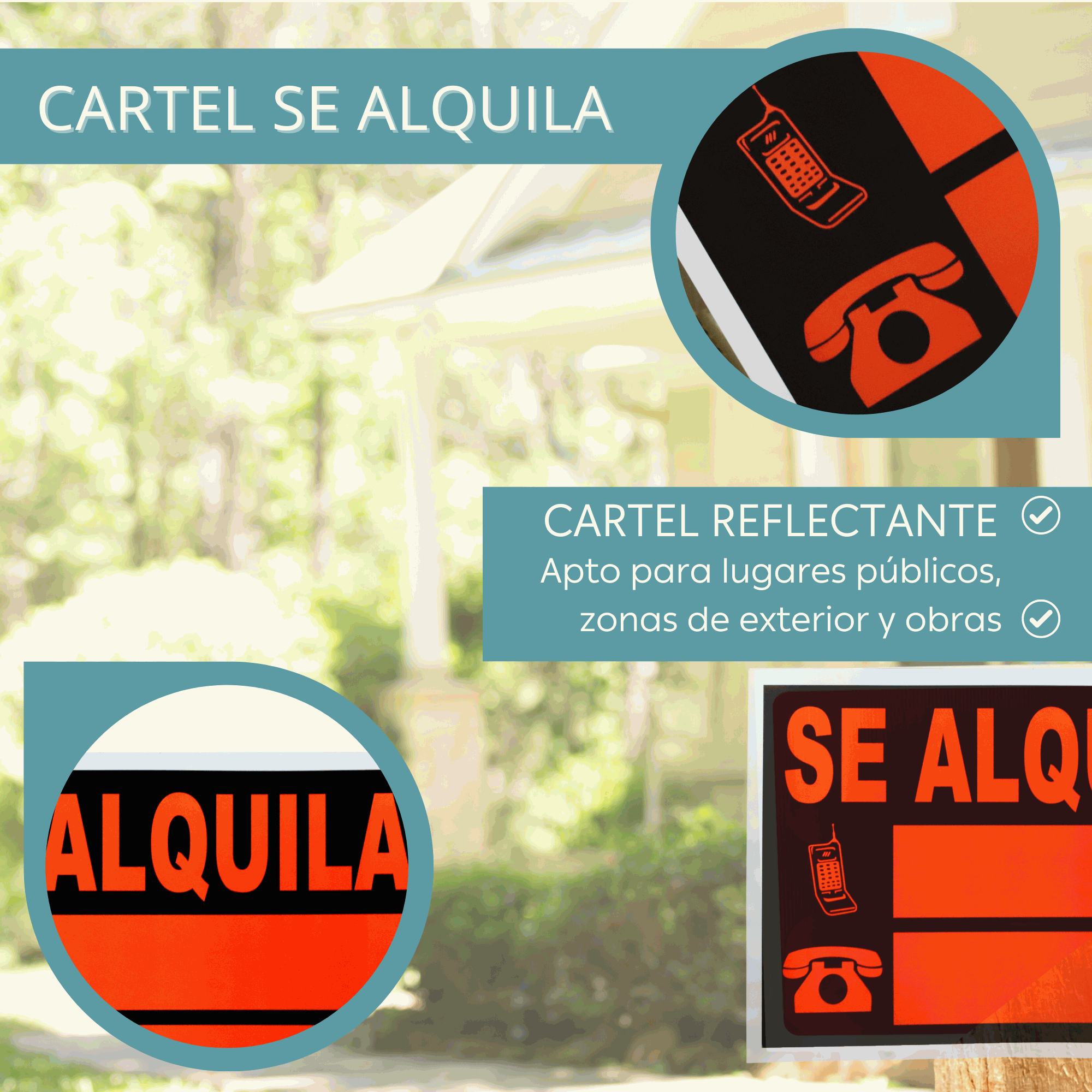 Cartel se alquila 73x50 cm - imagen 3
