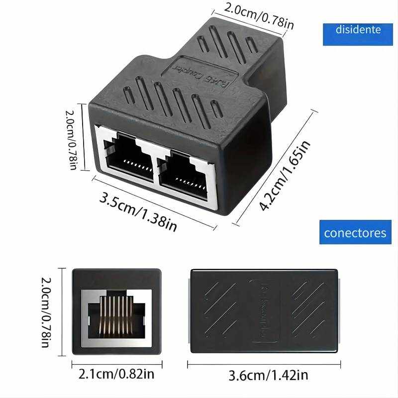 Adaptador divisor de red 1 RJ45 a 2RJ45 Negro - imagen 3