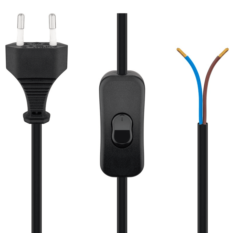 Cable alimentacion con interruptor tipo C 1.5 Metros Negro