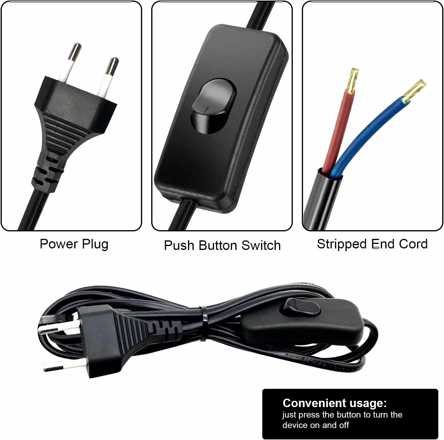 Cable alimentacion con interruptor tipo C 1.5 Metros Negro - imagen 6