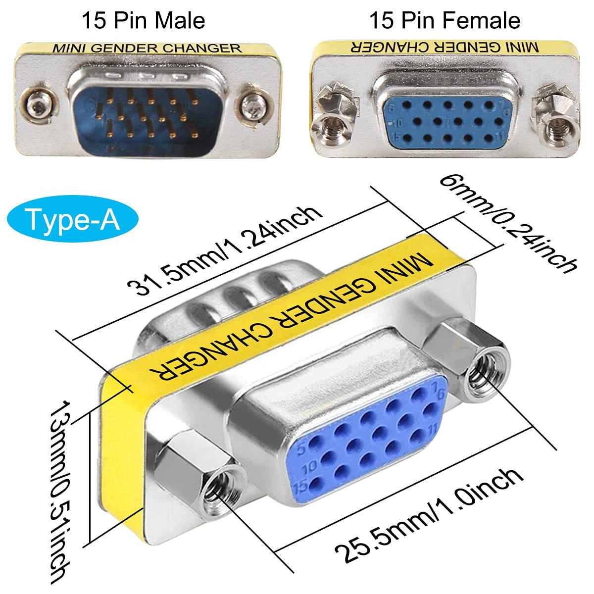 Adaptador VGA 15 pines hembra - macho - imagen 4