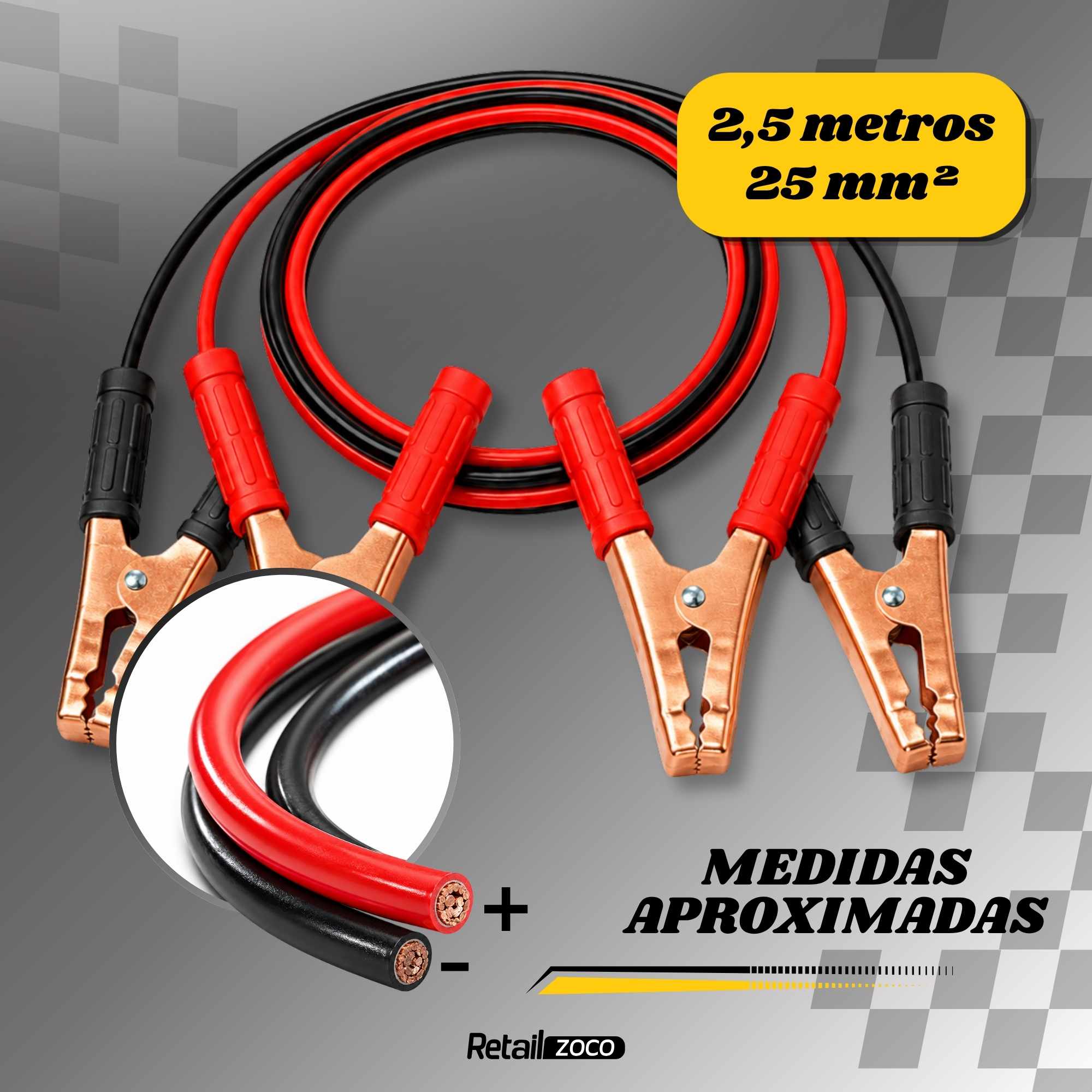 Pinzas de bateria de Coche y Motos 2.5 M rojo-negro 1200 A - imagen 3