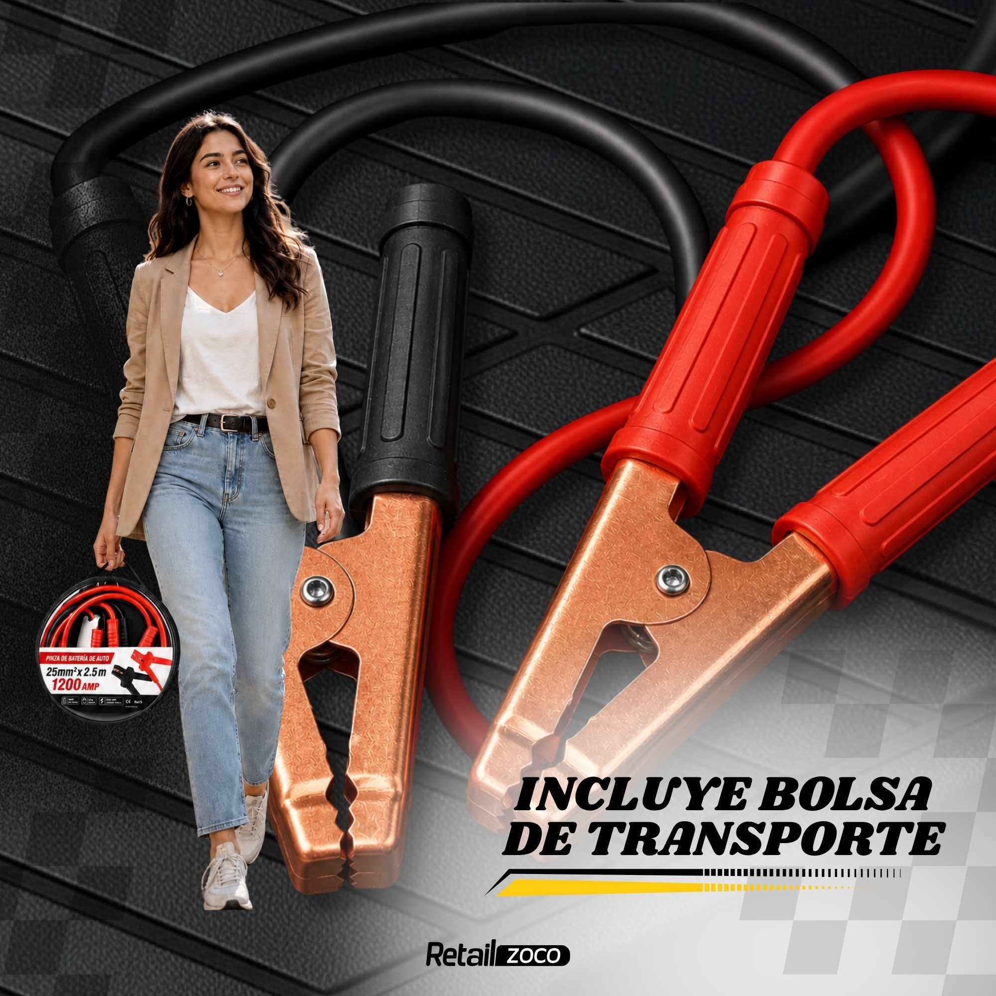 Pinzas de bateria de Coche y Motos 2.5 M rojo-negro 1200 A - imagen 6