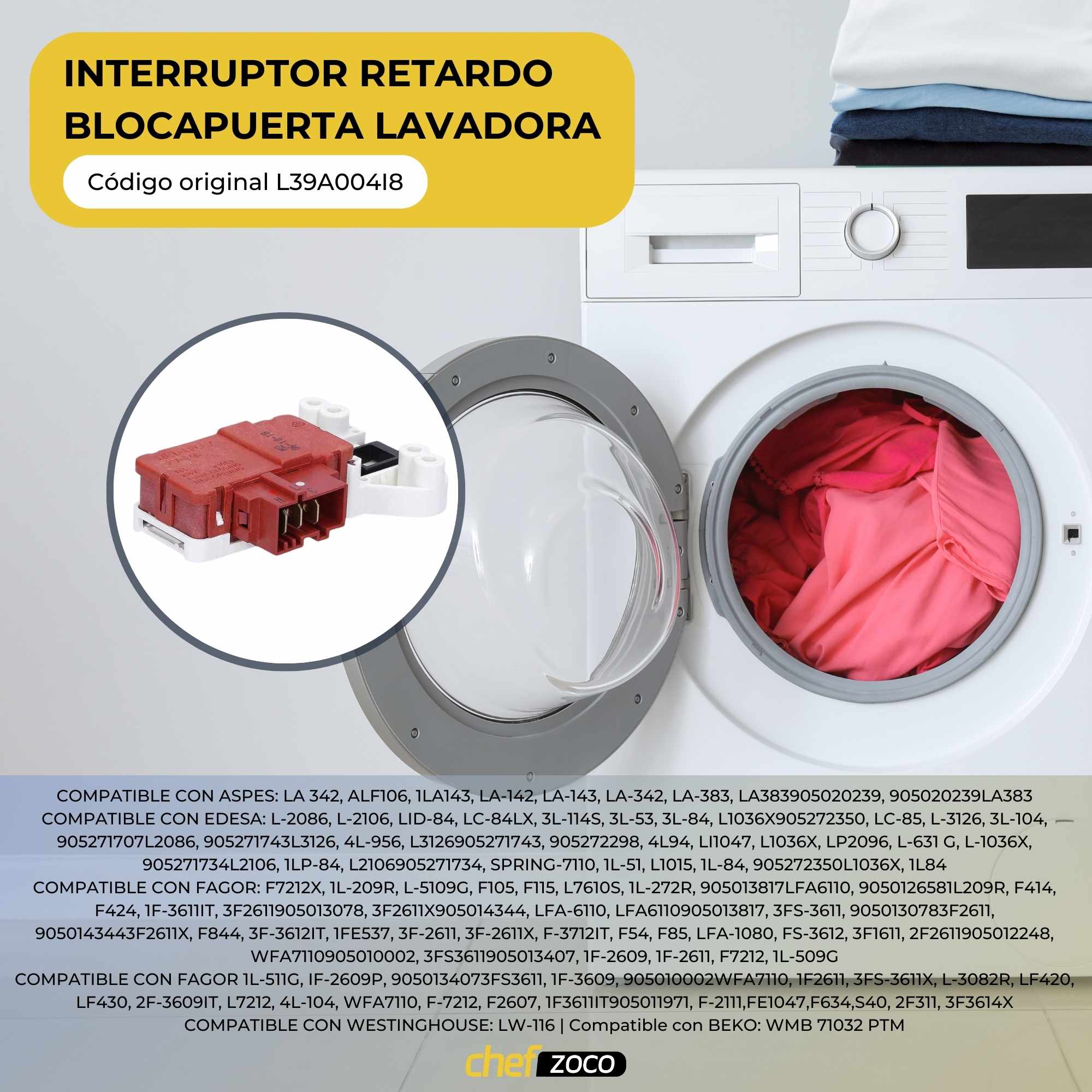 Interruptor retardo blocapuerta Lavadora - imagen 2