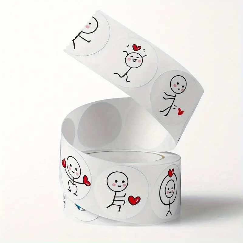 Rollo pegatinas de dibujos pintados 2.5 cm 500 unidades - imagen 4