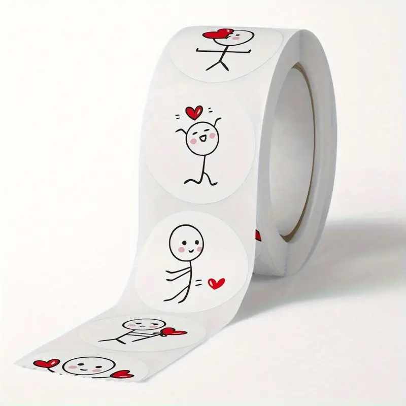 Rollo pegatinas de dibujos pintados 2.5 cm 500 unidades - imagen 5