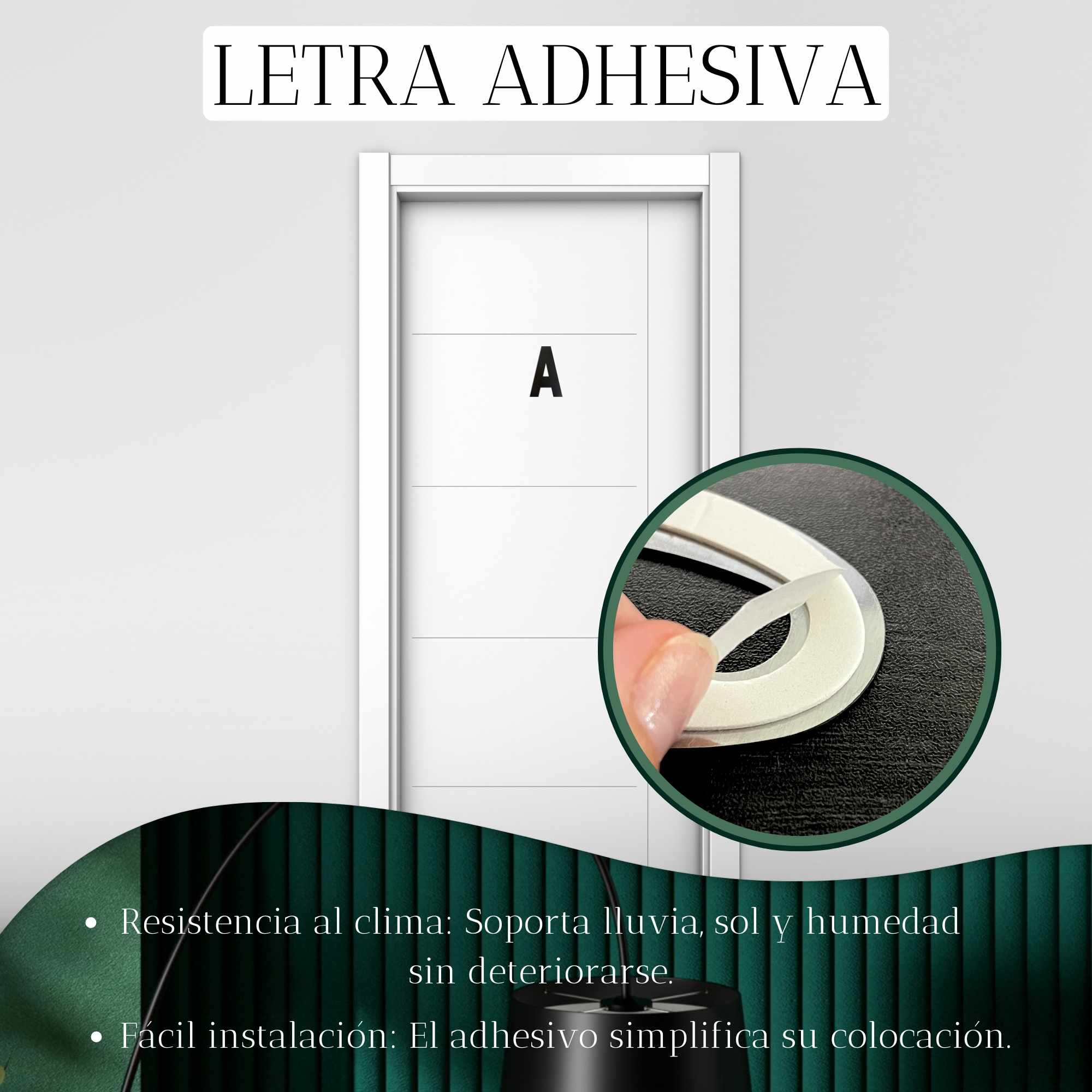 Letra A adhesivo en acero inoxidable 7.5 cm Negro - imagen 2