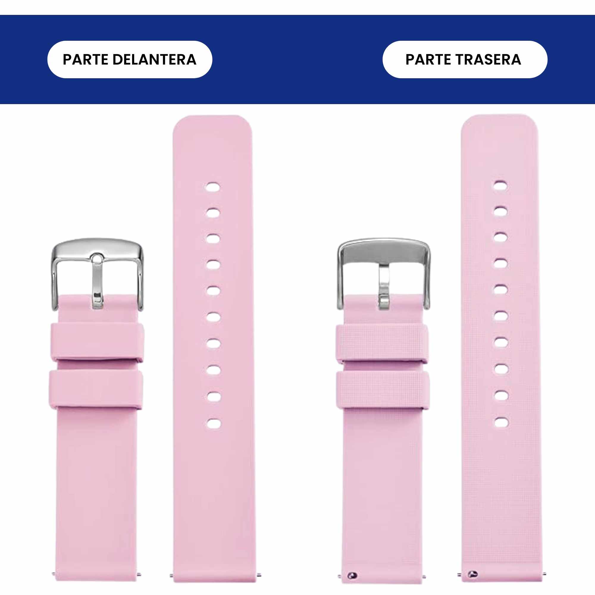 Correa reloj silicona liberacion rapida 20 mm Rosa claro - imagen 6