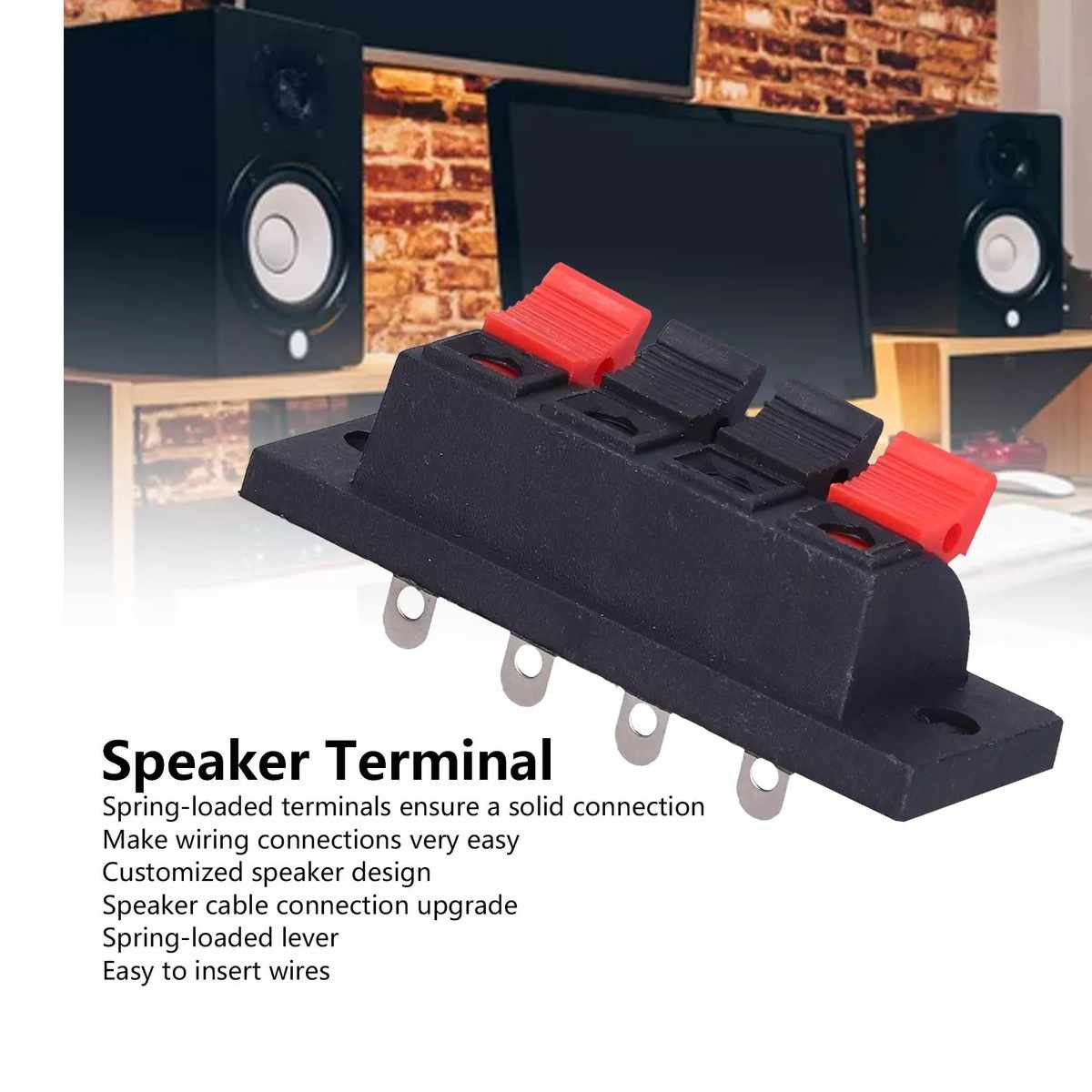 Conjunto de 4 bornes para altavoz rectangular Negro - imagen 3