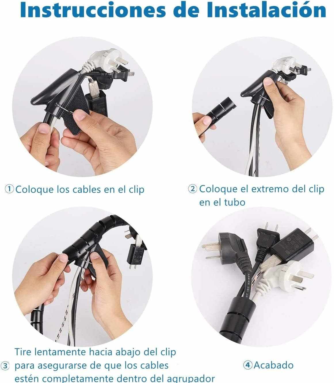 Organizador De Cable En Espiral 25mm 2 Metros Negro - imagen 7