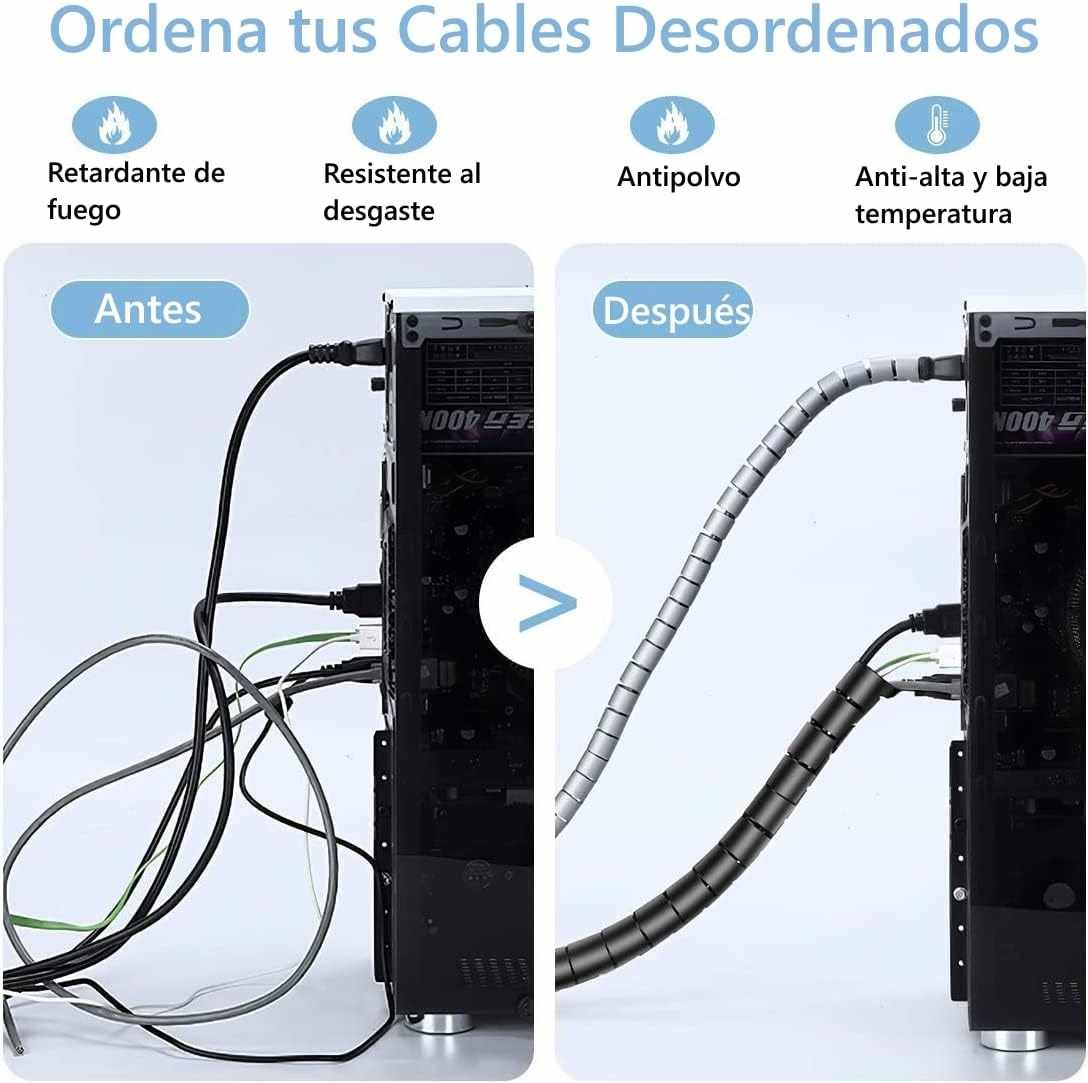 Organizador De Cable En Espiral 25mm 2 Metros Negro - imagen 2