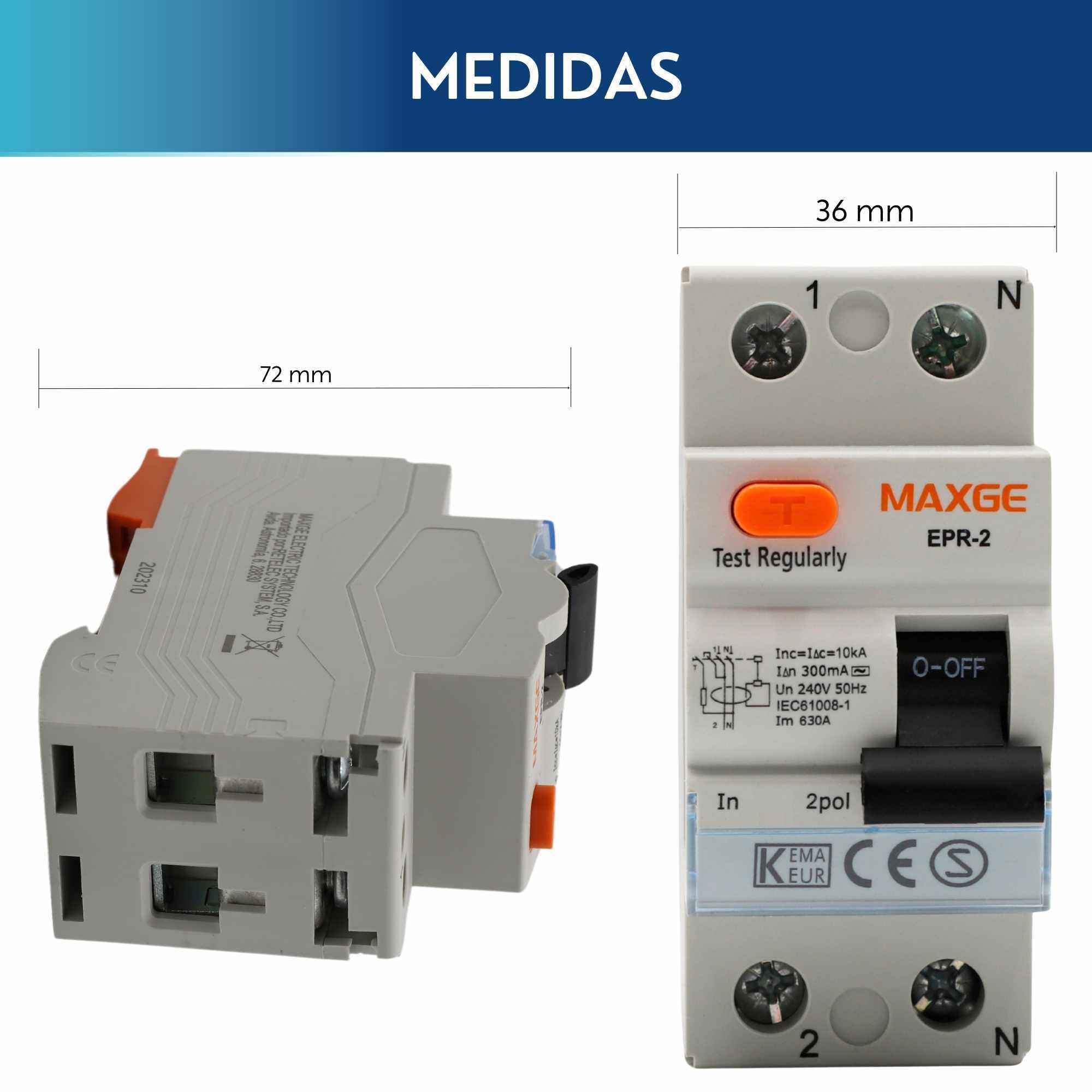 Interruptor diferencial industrial 2P-300mA-Clase AC-10kA 25 A - imagen 4