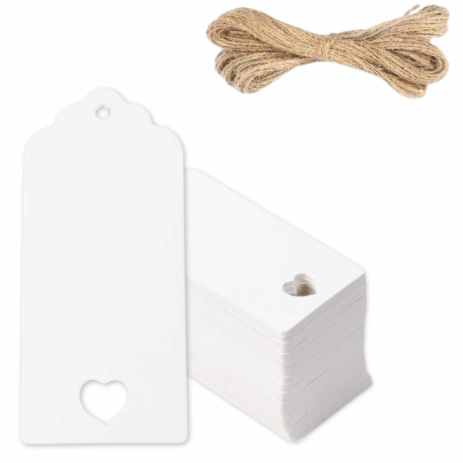 Etiquetas de regalo Papel Kraft diseño corazon Blanco 100 unidades