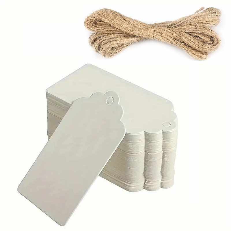 Etiquetas de regalo Papel Kraft diseño vintage blanco 100 unidades