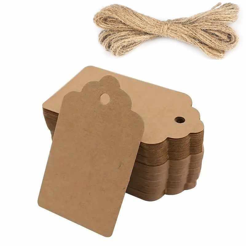 Etiquetas de regalo Papel Kraft diseño vintage marrón 100 unidades