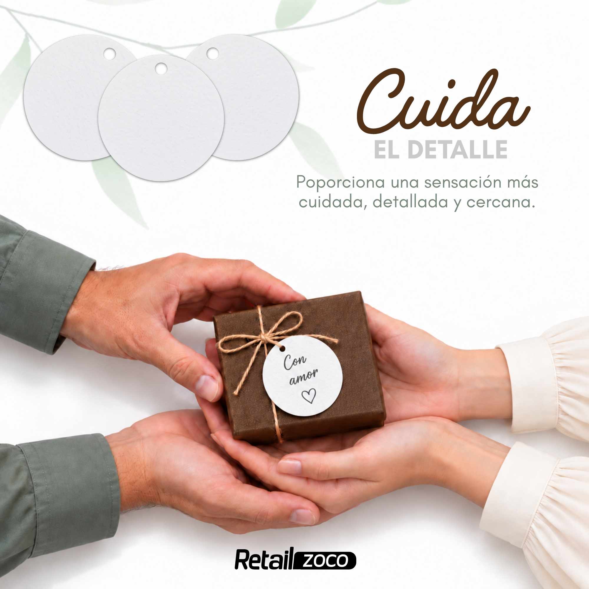 Etiquetas de regalo Papel Kraft diseño circulo blanco 100 unidades - imagen 5