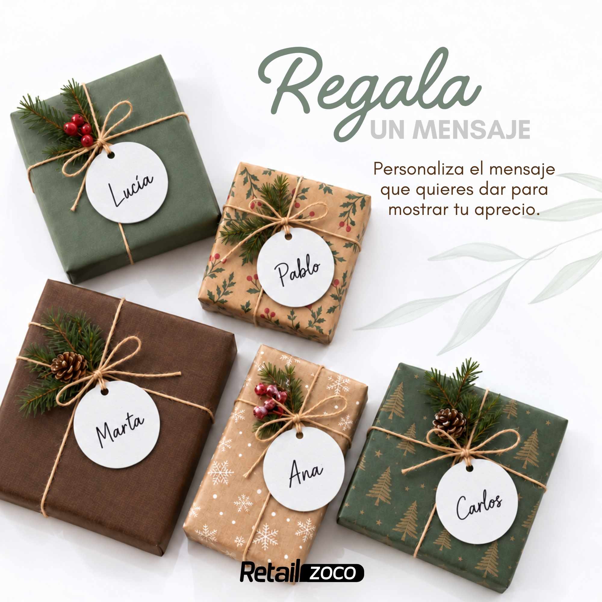 Etiquetas de regalo Papel Kraft diseño circulo blanco 100 unidades - imagen 6