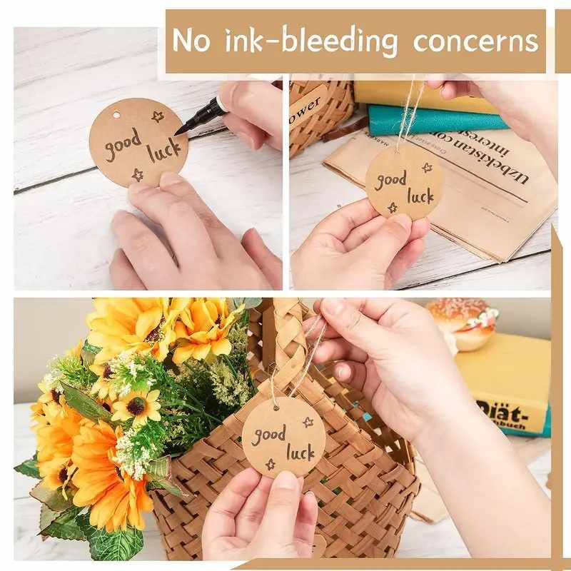 Etiquetas de regalo Papel Kraft diseño circulo blanco 100 unidades - imagen 2
