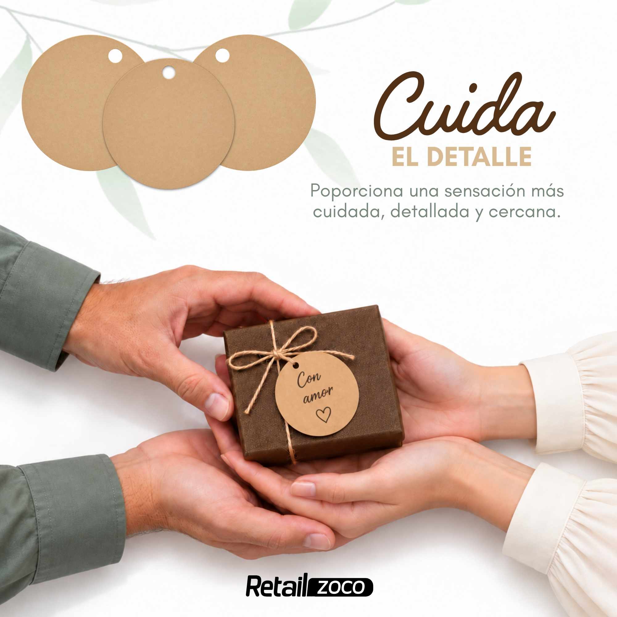 Etiquetas de regalo Papel Kraft diseño circulo marrón 100 unidades - imagen 5