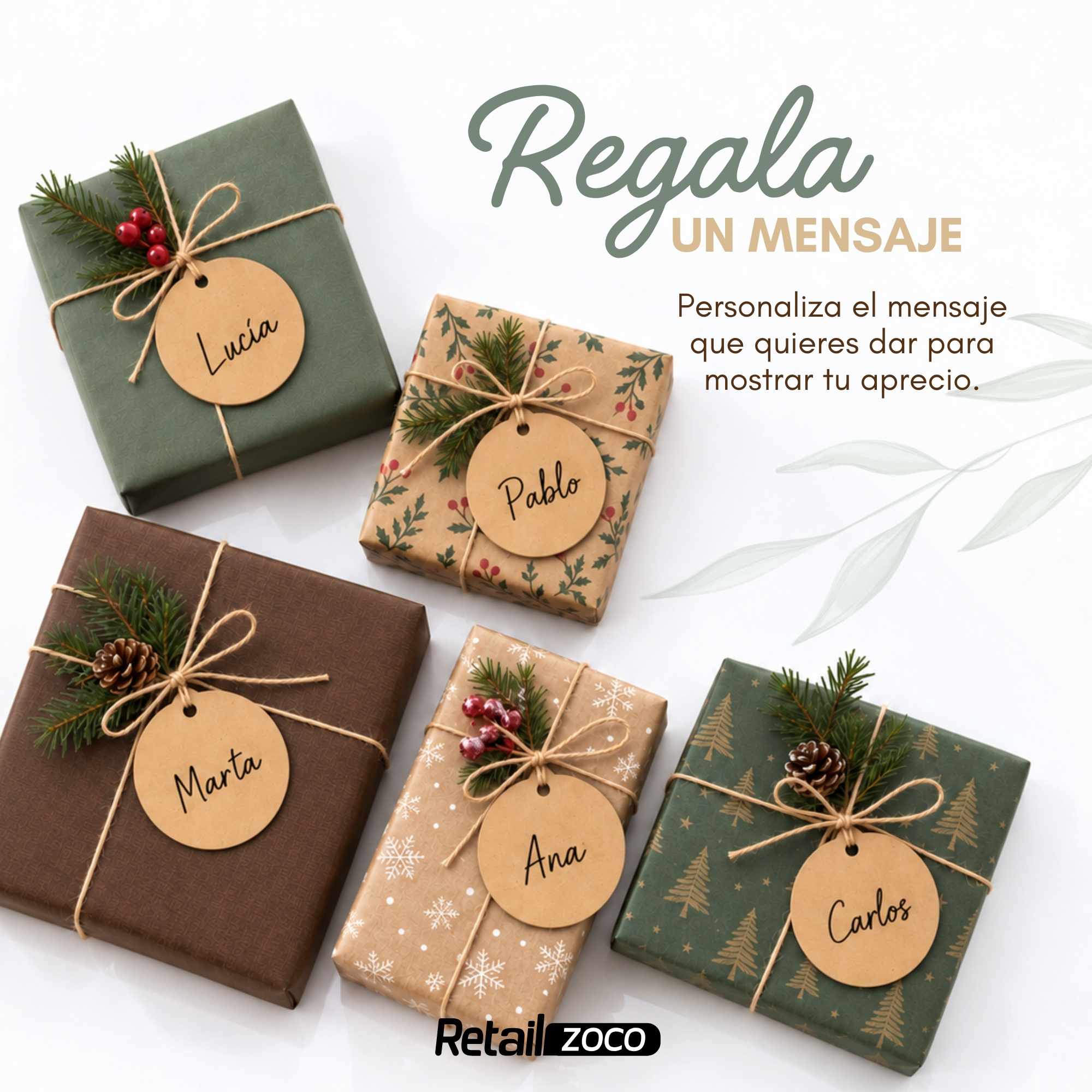 Etiquetas de regalo Papel Kraft diseño circulo marrón 100 unidades - imagen 6