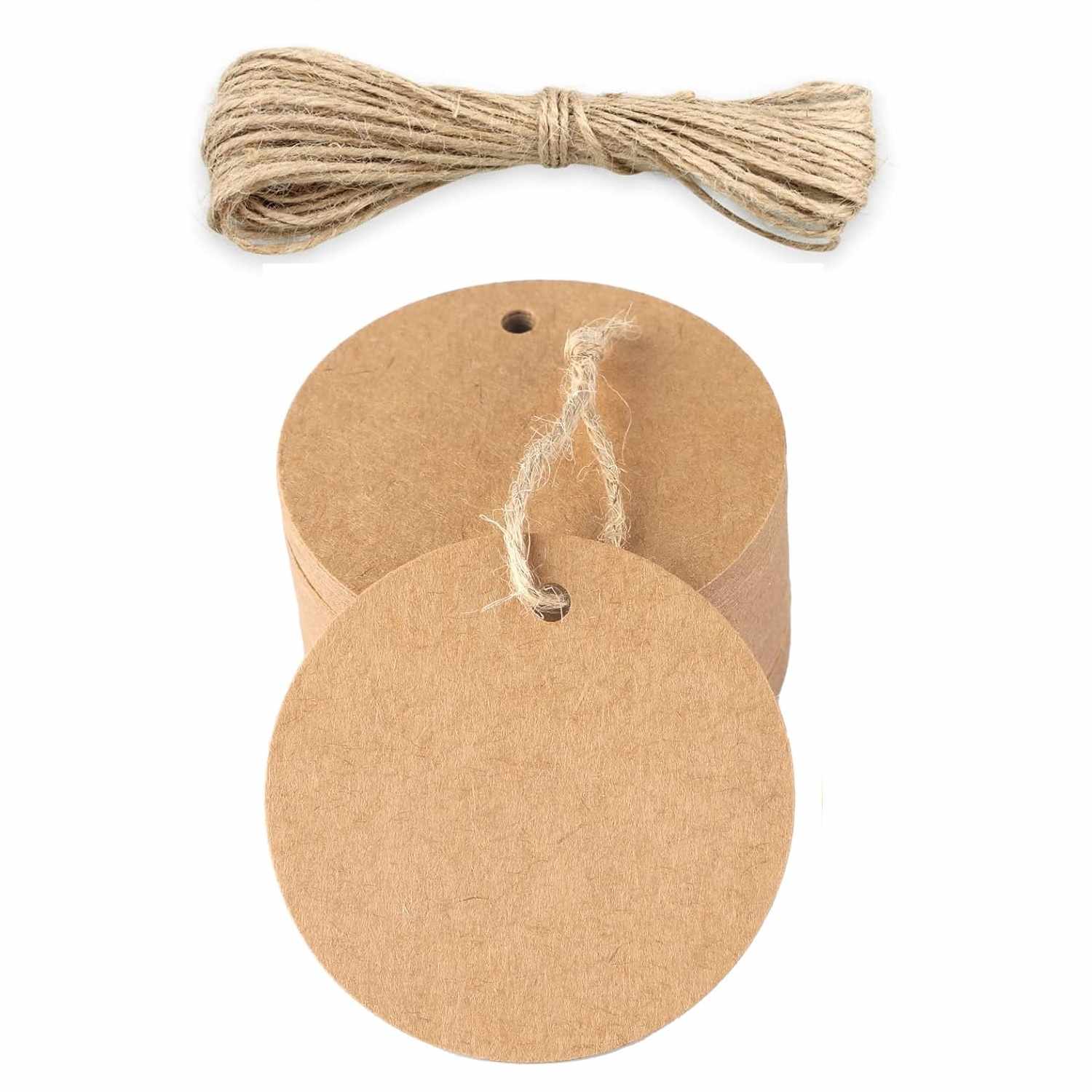 Etiquetas de regalo Papel Kraft diseño circulo marrón 100 unidades - imagen 1
