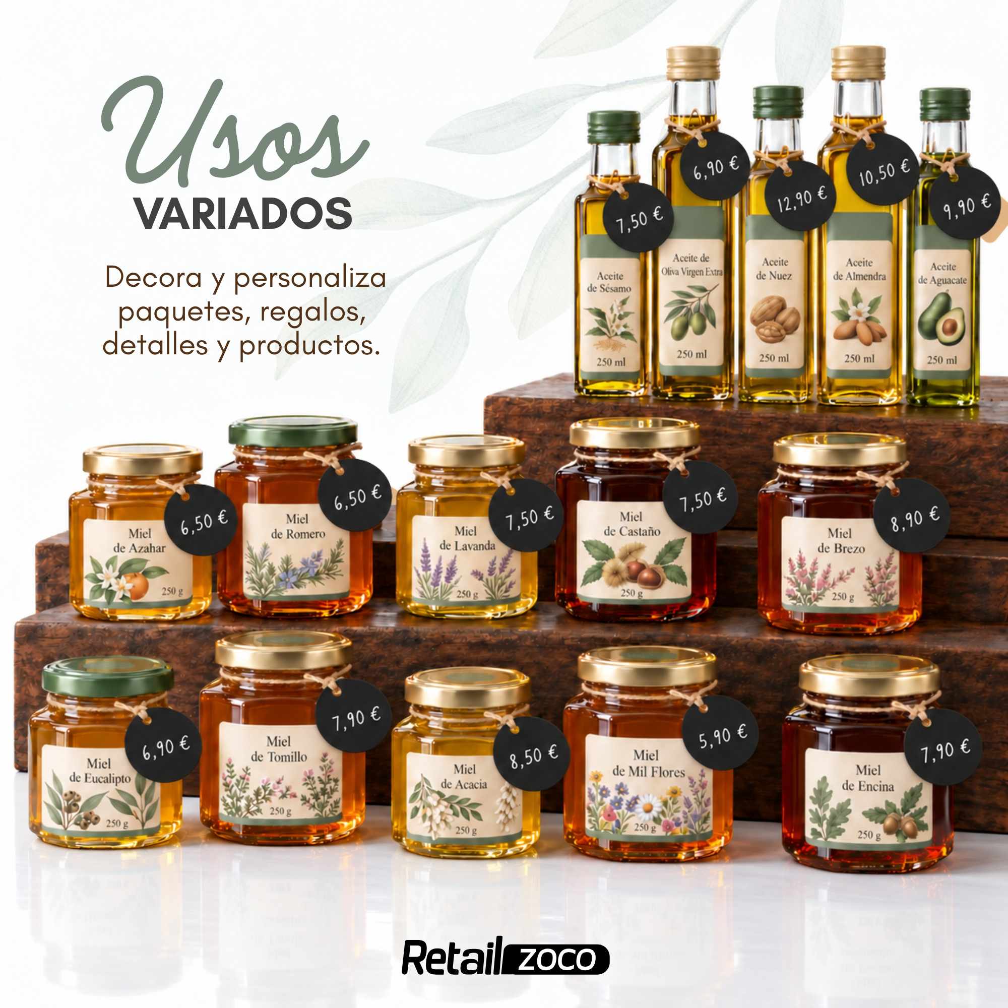 Etiquetas de regalo Papel Kraft diseño circulo negro 100 unidades - imagen 4