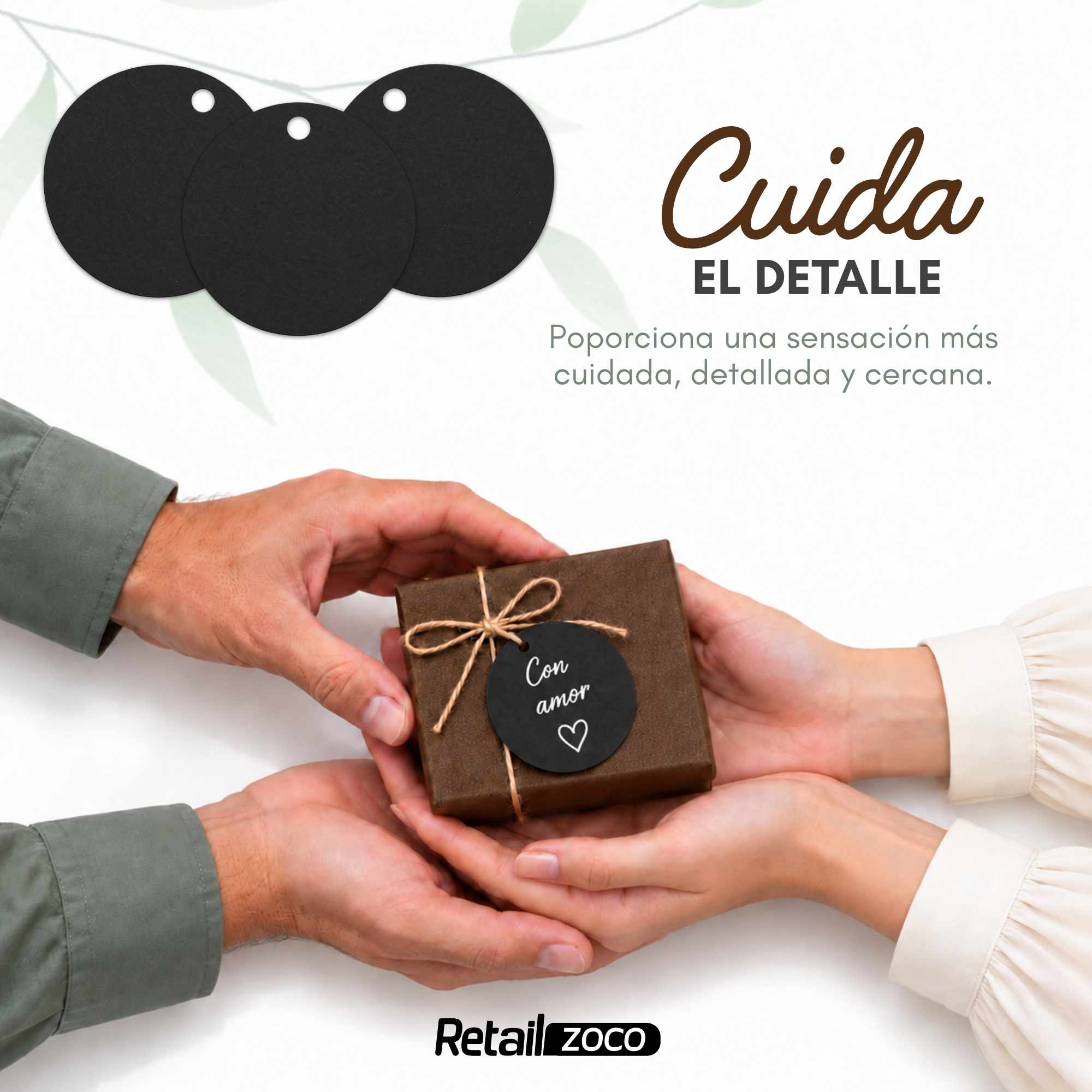 Etiquetas de regalo Papel Kraft diseño circulo negro 100 unidades - imagen 5